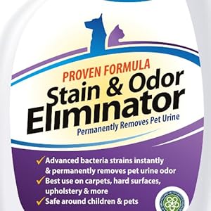 ** #1 Pet Odor Eliminator ** Urine Remover - CRI Certified Enzyme Cleaner For Old & New Stains - FREE BONUS Included - GUARANTEED Most Powerful Stain Odor Remover Urine Destroyer - Pet Stain Remover With Advanced Bacteria Strain - Effective Carpet Stain Remover Eliminates Odors Deep in Carpets - Proven Upholstery Cleaner Eliminate Odor From Their Source - Quickly & Safely Get Urine Off - Best Pet Stain Cleaner Deodorizer, Dog, Cat Urine Odor Remover Without Any Harsh Chemicals - Safe Around Pets & Humans - 32 oz. Spray, 90 Day Guarantee