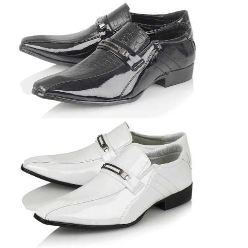NEW MEN'S ITALIAN-INSPIRED OFFICE/WEDDING SLIP-ON SHOES IN UK SIZES 6-11[White,UK 9/EUR 43]