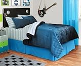 Boys Blue & Black Reversible Twin Comforter Set (6 Piece Bed In A Bag)