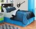 Boys Blue & Black Reversible Twin Comforter Set (6 Piece Bed In A Bag)