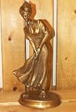 Decorative Gold Woman Golf Statue Hand Crafted