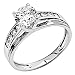 14K White Gold Solitaire 1.5 CT Equivalent Round CZ Cubic Zirconia High Polish Finish Ladies Wedding Engagement Ring Band with Round Side Stone