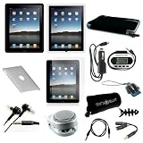 13-Item Accessories Bundle for Apple iPad Tablet Wifi / 3G skin case, sleeve, earphone, screen protector, crystal case, FM transmitter, speaker, cable + more