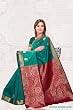Bright Green Dupion Indian Silk Sari with reddish maroon pallu