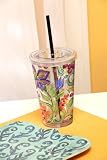 Cypress Home 17-Ounce Insulated Cup With Lid and Straw, Madison's Garden