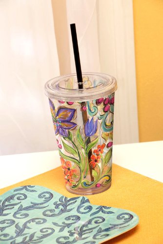 Cypress Home 17-Ounce Insulated Cup With Lid and Straw, Madisons Garden