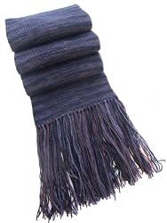 Handmade Alpaca Natural Fiber Scarf - Blackberry-lavender Stripes (Extra Long)