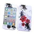 Apple iPhone 4 Snap-on Protector Hard Case Image Cover "Artistic Red Flowers" Design