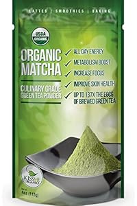 Matcha Green Tea Powder - ORGANIC - All Day Energy - Green Tea Lattes - Smoothies - Baking - Improved Hair & Skin Health- Metabolism Boost - Antioxidant Rich - Now From Japan!