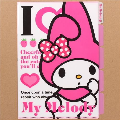 Imagen 1 de Carpeta plástico A4 5 pestañas My Melody corazón fresas