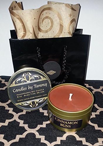 Handmade Scented Soy Candles Cinnamon Buns Scented Soy Candle hand poured 8.oz. with free gift bag and tissue paper
