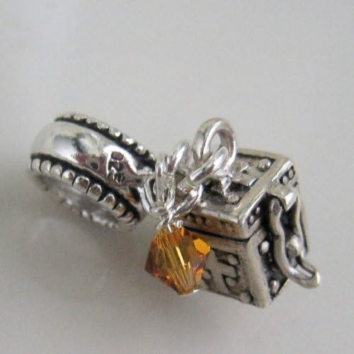 Prayer Box, Topaz Crystal, November Birthstone, Silver Small Openable, European Charm Dangle Bead