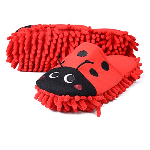 HomeTop Plush Fluffy Cute Animal Microfiber Mop Cleaning House Slippers