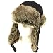 FAUX FUR PINSTRIPE PILOT TRAPPER TROOPER SKI HAT BLACK MEDIUM LARGE