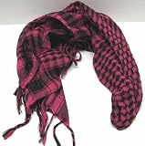 Arab Keffiyah Kafiyah Head Scarf - Hot Pink & Black
