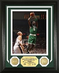 Kevin Garnett Celtics Photo Mint W/ Two 24KT Gold Coins - Boston Celtics Plaque