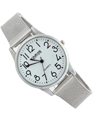 Sotijobs Luxurious Up Town Girls Silver Steel Band Easy Read Lady Casual Sport Quartz Wrist Watch