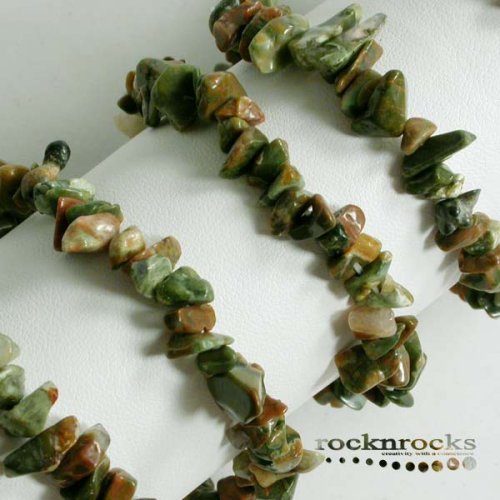NATURAL RHYOLITE JASPER GEMSTONE CHIP BEADS BRACELET 8