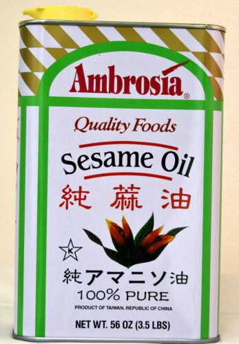 Ambrosia Sesame Oil, 56 oz. Tin with Spout by Evily World Foods