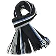 100% Acrylic Men's Colorful Stripes Tassel Ends Knitted Long Scarf - Blue