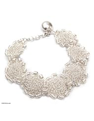 Silver flower bracelet, Wild Roses