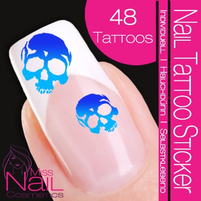 Nail Tattoo Sticker Totenkopf / Sch&auml;del - blau / t&uuml;rkis Preisvergleich