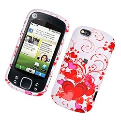 Motorola CLIQ XT (T-Mobile) Snap-On Protector Hard Case Image Cover "Red Hearts" Design