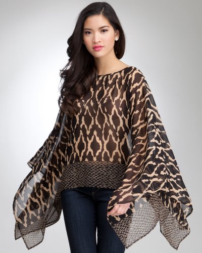Ikat Print Kaftan Top - BLACK (M)