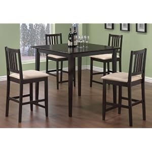 Coaster Dining Table and Stools 5-Piece Set Counter Height Cappuccino Finish