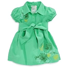 Guess Baby Dress, Girls Embroidered Shirt Dress Light Green 18 months