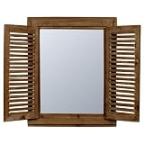 Zoom Produkt-Bild: VINTAGE SPIEGEL WANDSPIEGEL HOLZ LAMELLEN-T&Uuml;REN 50x40CM