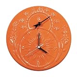 Adorn Sun Terracotta Combination Clock & Thermometer