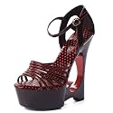 Black Wedge Sandal Shoe 6 Inch Women's Sexy Wedge Heel Open Toe Ankle Strap
