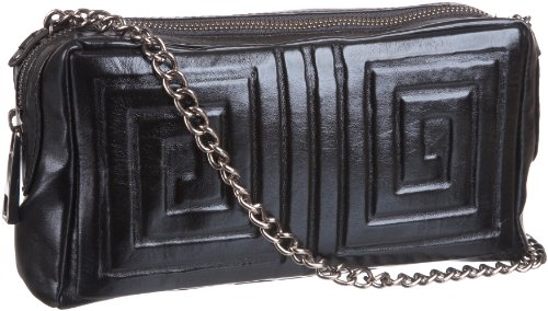 French Connection Women’s Metallic Piper Pleather Cross Body Bag Black