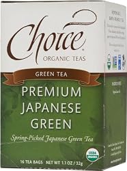 Choice Organic Premium Japanese Green Tea, 16-Count Box (Pack of 6)
