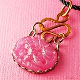 Bouquet Pendant - vintage pink floral cab with darkened copper