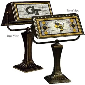 Georgia Tech Yellow Jackets Glass Banker's Lamp