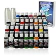 Createx Brand - Transparent 33 Airbrush Paint Colors Set - Now Included Is a (FREE) How to Airbrush Training Book to Get You Started, Published Exclusively By TCP Global, and 100-ea 1-Ounce Mixing Cups.