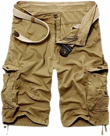 NQ Men's Military Style Multi-Pocket Cargo Shorts Casual Pants 32 Khaki