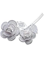 Sterling silver filigree brooch, Wild Roses