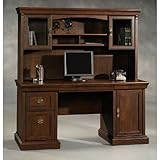 Arbor Gate Computer Credenza with Hutch Coach Cherry
