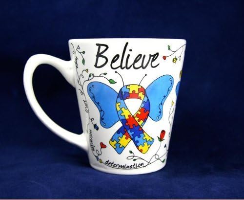 Autism Awareness Support Mug Coffee Cup Tea Butterfly Puzzle Ribbon Brand New in Gift Box