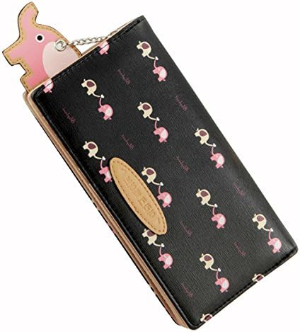 TinoTrade Cute Elephants Credit Card Wallet For Ladies Zip Around Clutch Purse