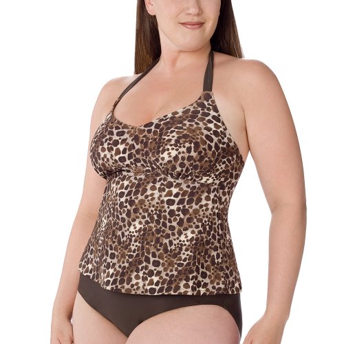Women's Plus Size Merona Safari Swim Halter Top - Bittersweet