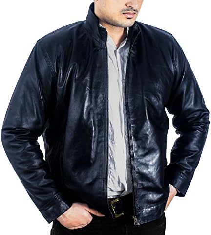 Classic HD93 - Black Leather Jacket for Men, Original Lambskin Leather Jacket (L)