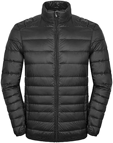 Fasttg Men's Winter Packable Ultra Light Weight Short Down Jacket (XXL, Black)