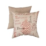 Pillow Perfect Decorative Bloom French Laundry Square Toss Pillow, Linen/Red