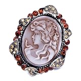 Pugster November Birthstone Oval Brown Beauty Cameo Brooches And Pins Vintage