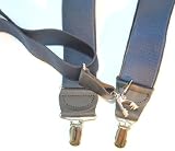 Satin Blue Formal Suspenders in X-back Style with Silver Clips