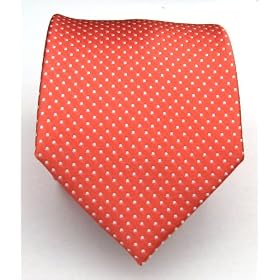 100% Silk Woven Coral Pindot Extra Long Tie